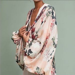 Anthropologie flowered blush pink kimono one size fits most